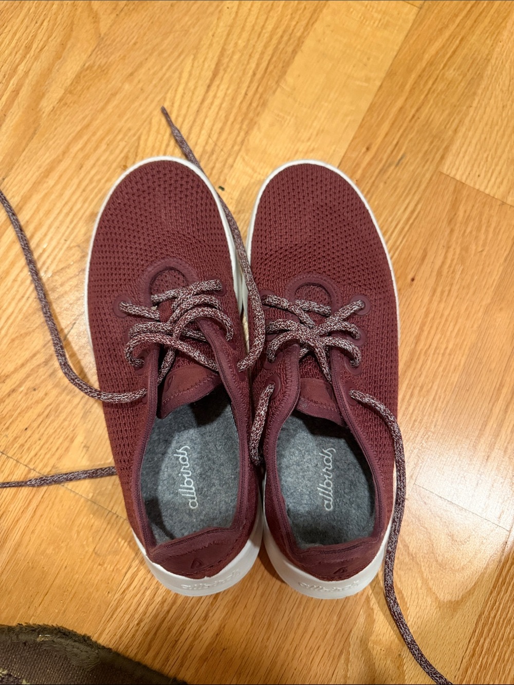 allbirds women’s Maroon Knit Lace-Up Sneakers